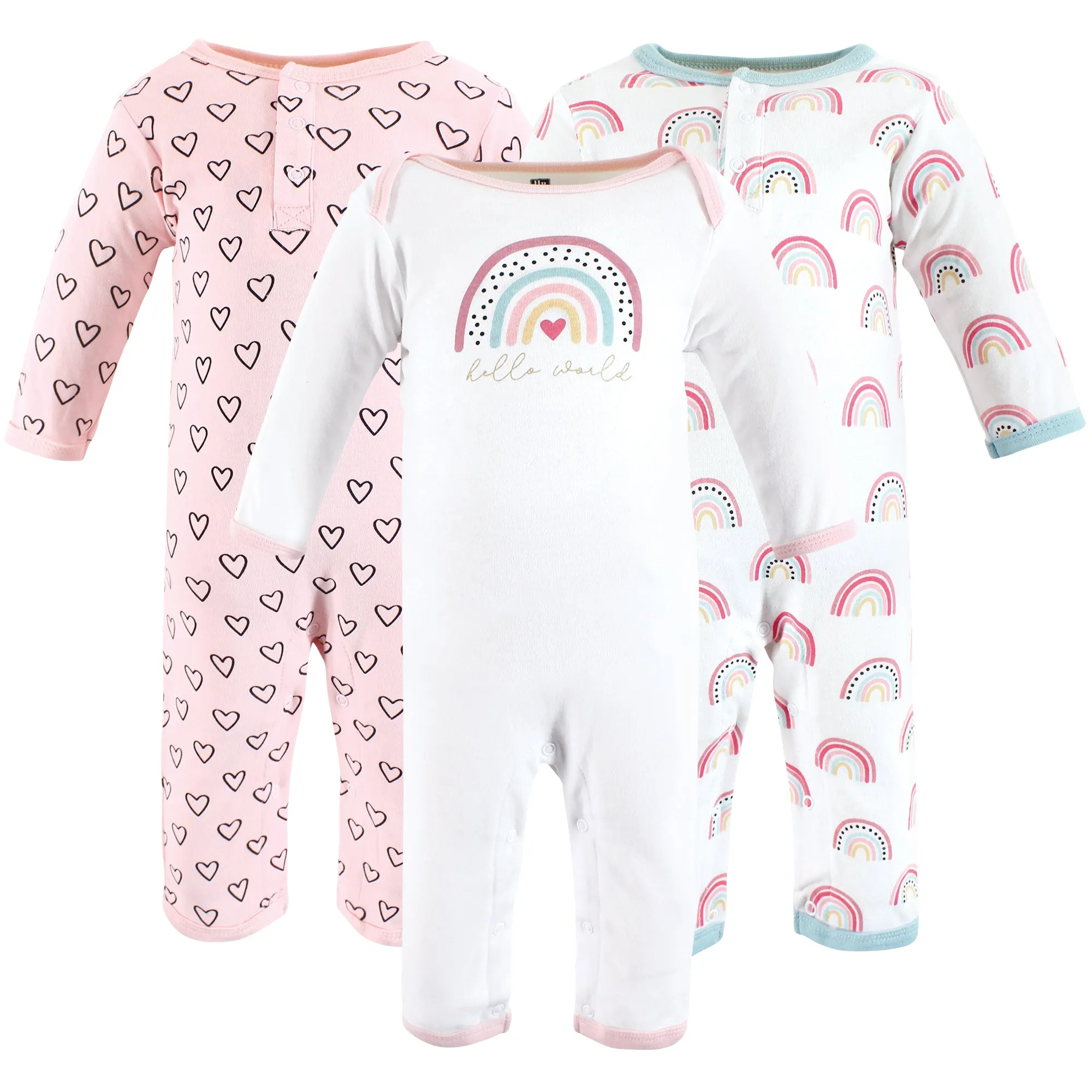 Hudson Baby Cotton Coveralls, Modern Rainbow