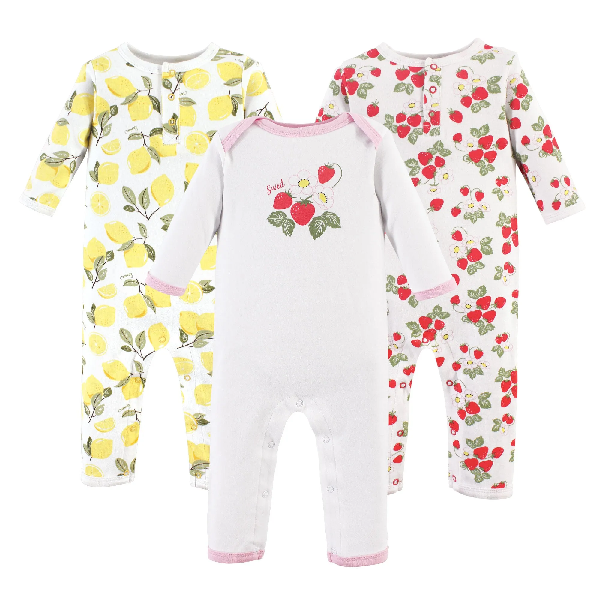 Hudson Baby Cotton Coveralls, Strawberry Lemon