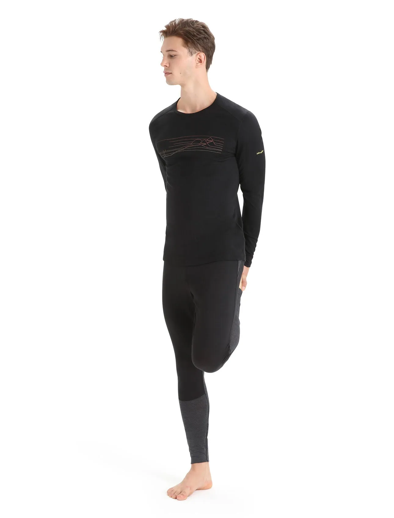 Icebreaker Mens 200 Oasis LS Crewe Ski Stripes