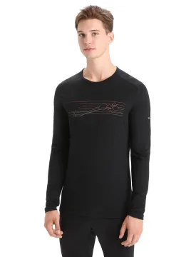 Icebreaker Mens 200 Oasis LS Crewe Ski Stripes