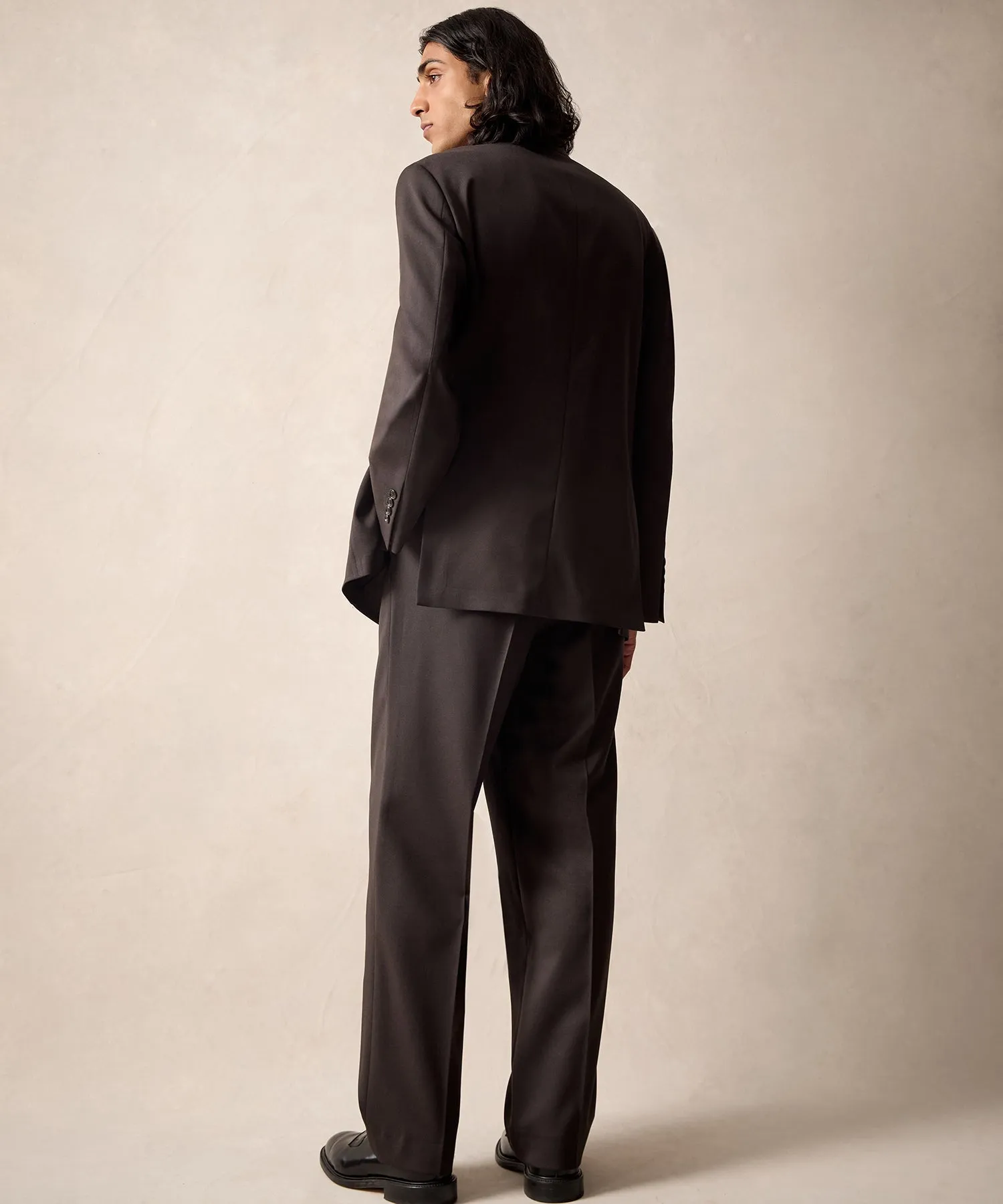 Italian Gabardine Wythe Suit in Dark Brown