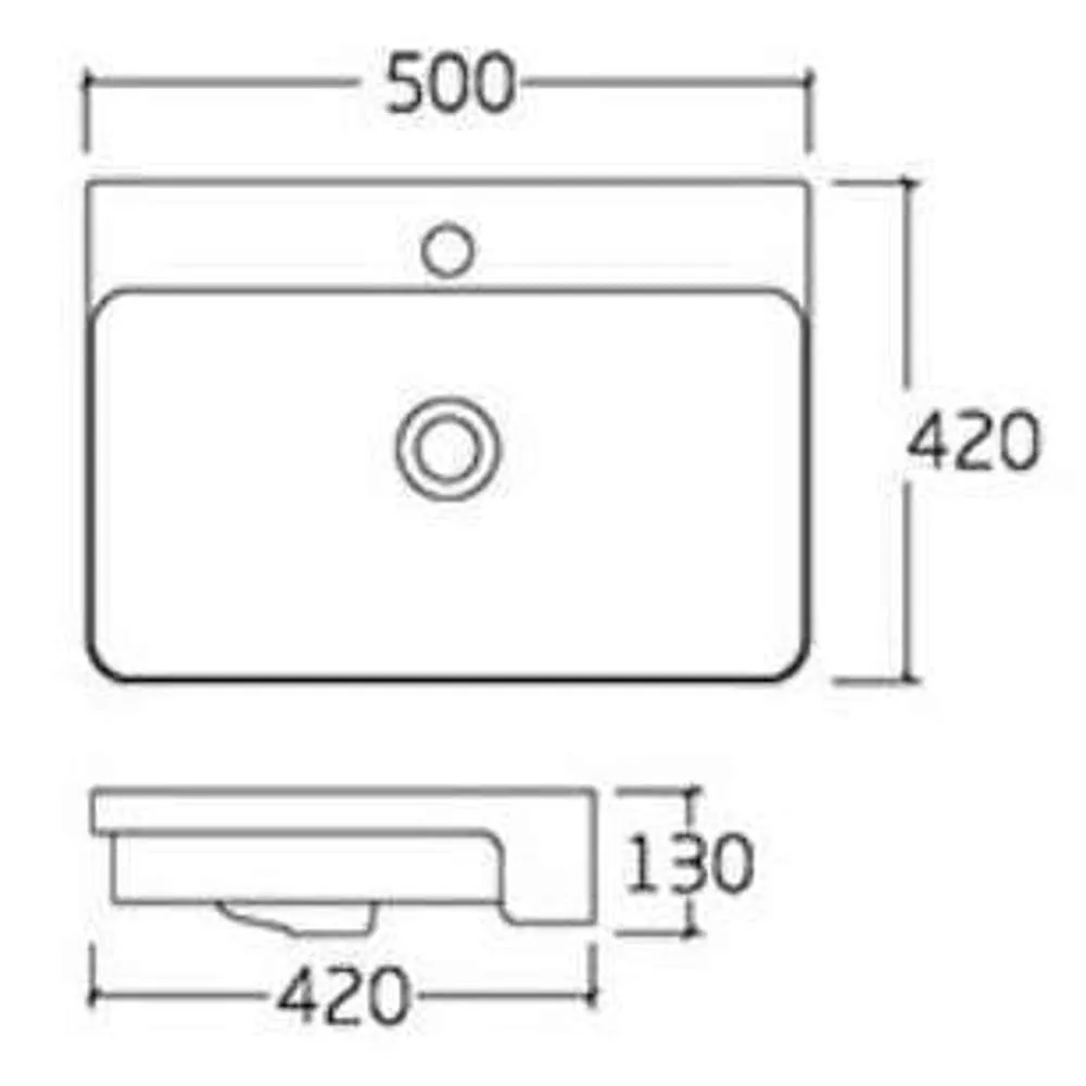 Jorford Sango Semi-Recessed Basin 500 x 420 x 130mm White