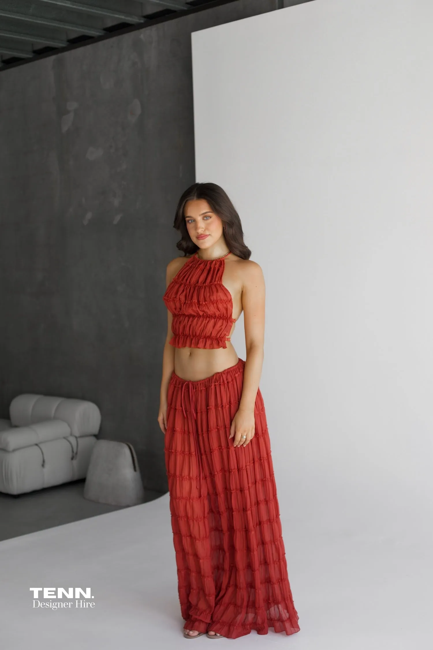 Juliette Halter top & Maxi Skirt - Red