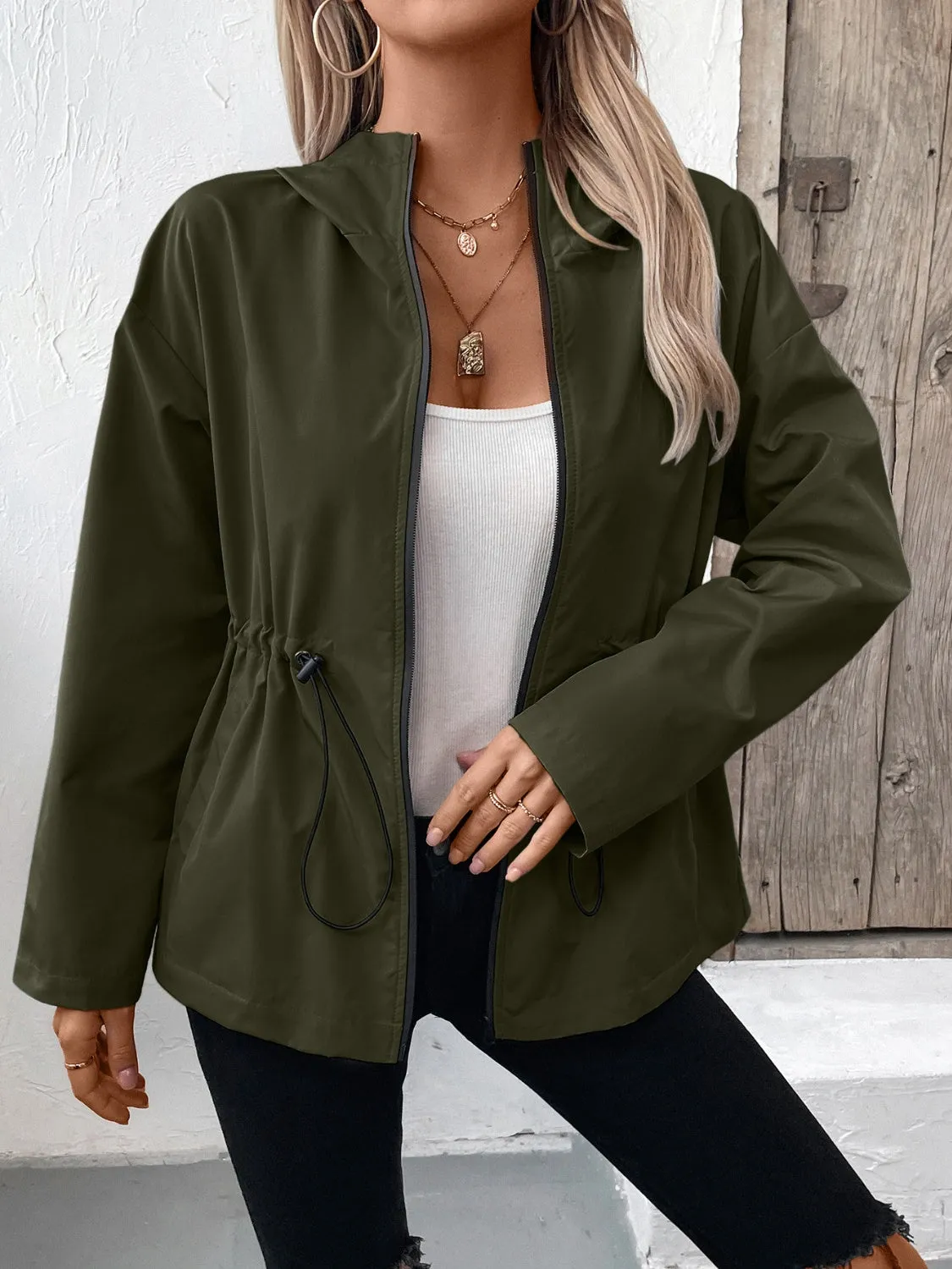 kesley Ivy Lane Drawstring Zip Up Hooded Jacket