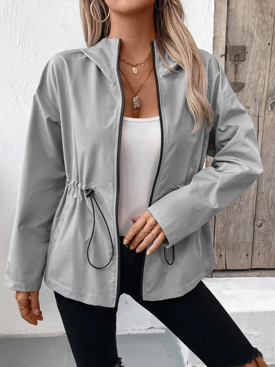 kesley Ivy Lane Drawstring Zip Up Hooded Jacket