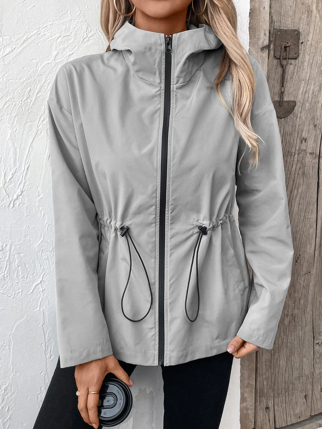 kesley Ivy Lane Drawstring Zip Up Hooded Jacket