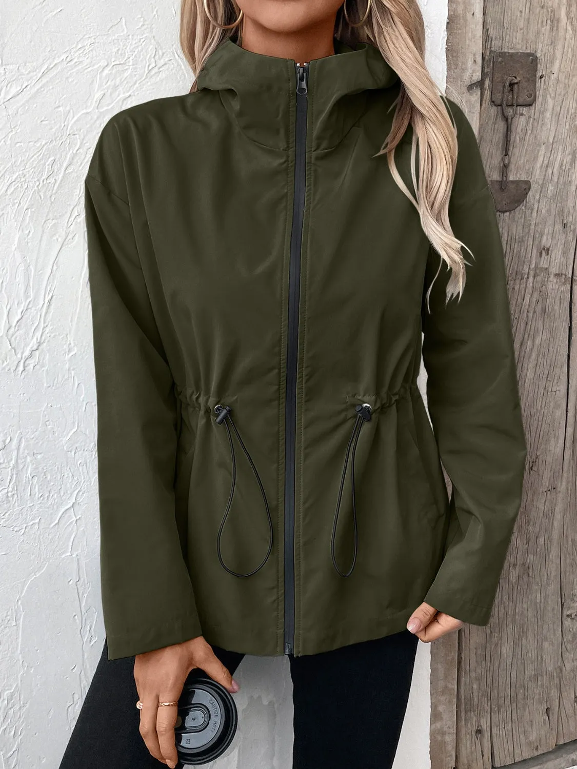 kesley Ivy Lane Drawstring Zip Up Hooded Jacket