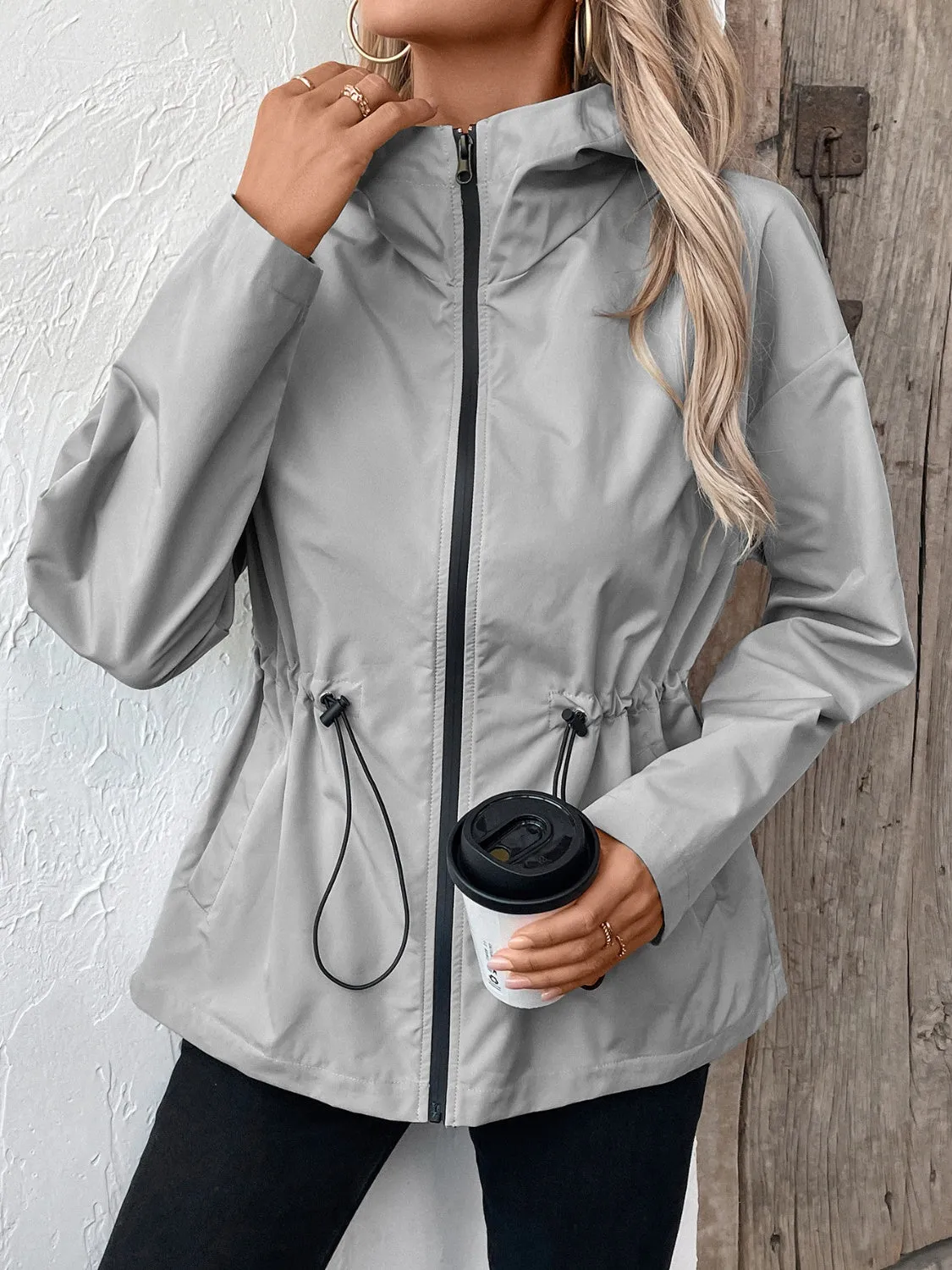 kesley Ivy Lane Drawstring Zip Up Hooded Jacket