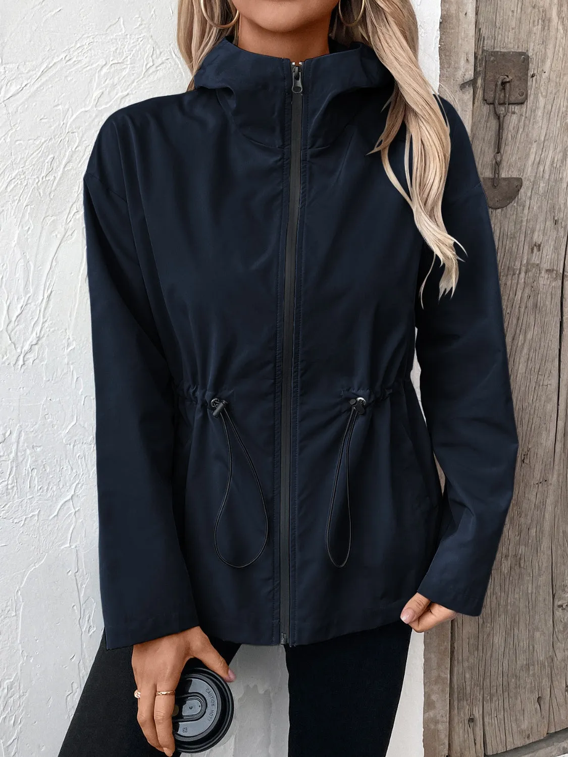 kesley Ivy Lane Drawstring Zip Up Hooded Jacket