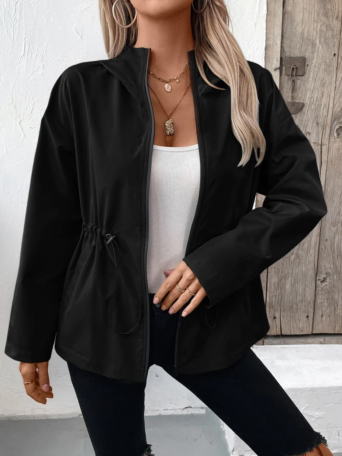 kesley Ivy Lane Drawstring Zip Up Hooded Jacket