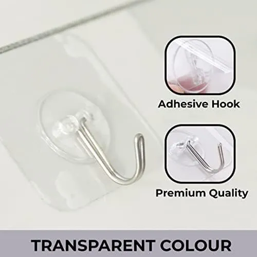 Kuber Industries Hooks for Wall|ABS|Durable & Rust-Proof for Bathroom, Kitchen|Wall Hooks for Doors & Closets|KR-03|Pack of 5|Transparent