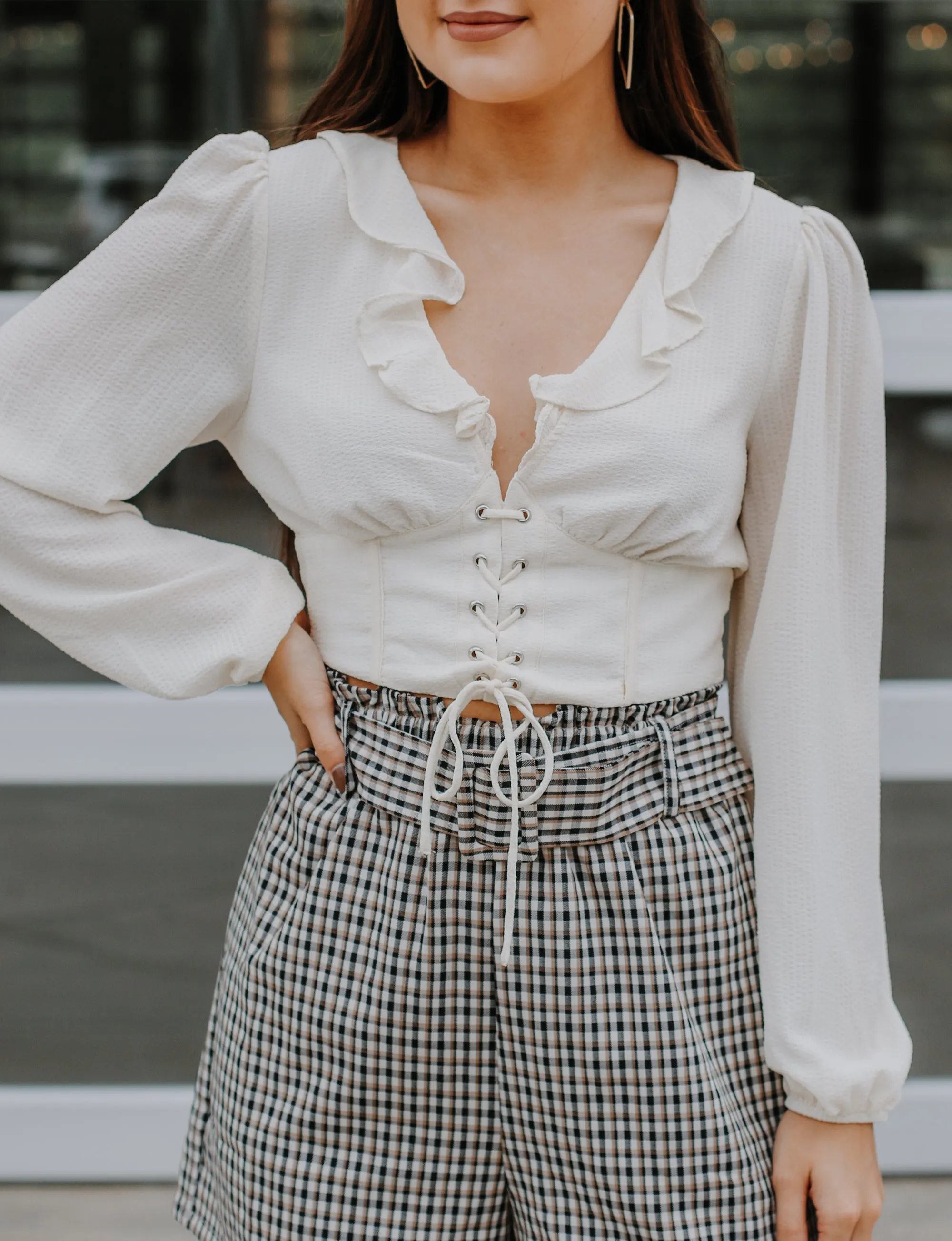 Let's Catch Up Ivory Corset Top