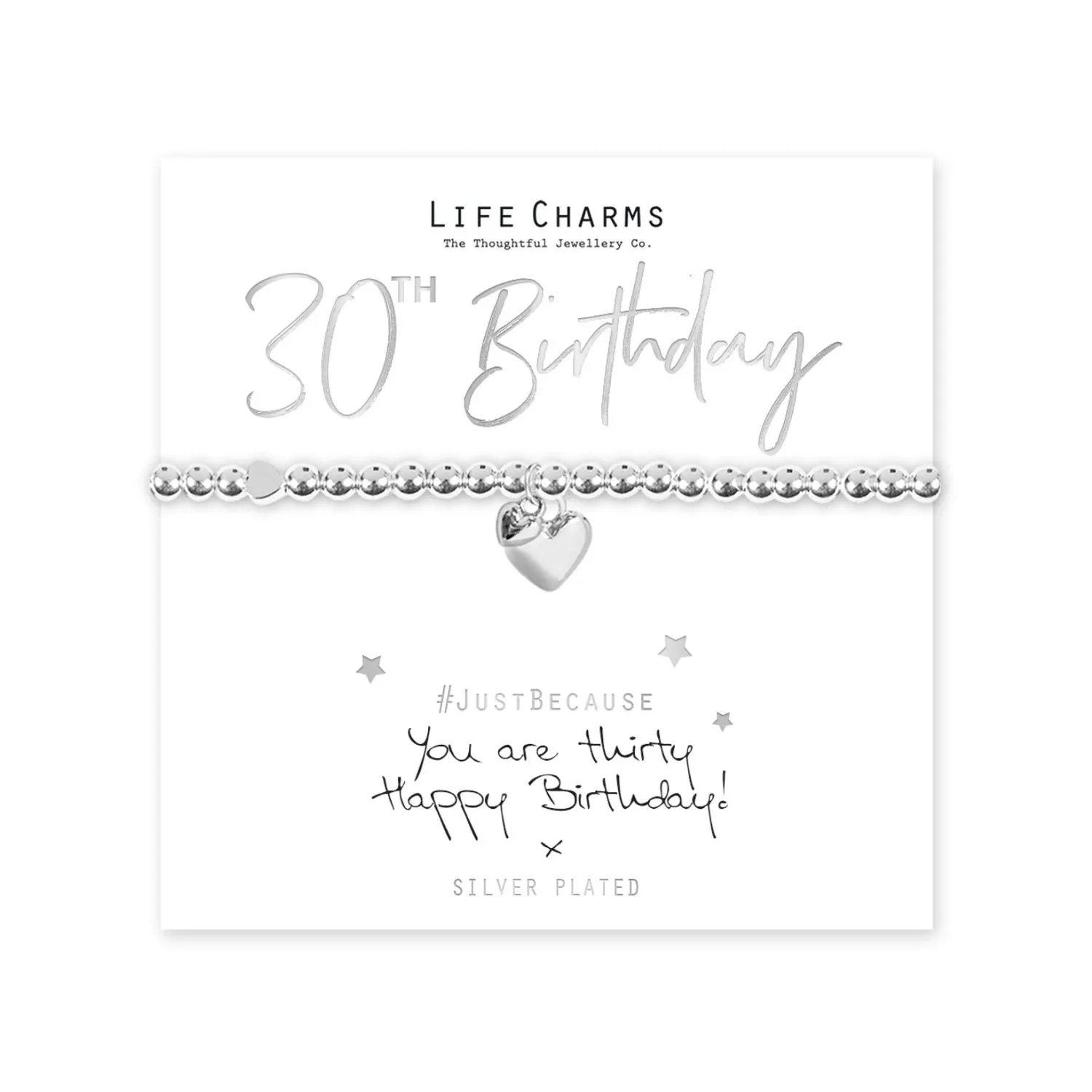 Life Charms " You are 30" Hearts Bracelet