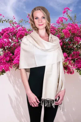 Light Beige Pashmina Shawl 70% Cashmere 30% Silk