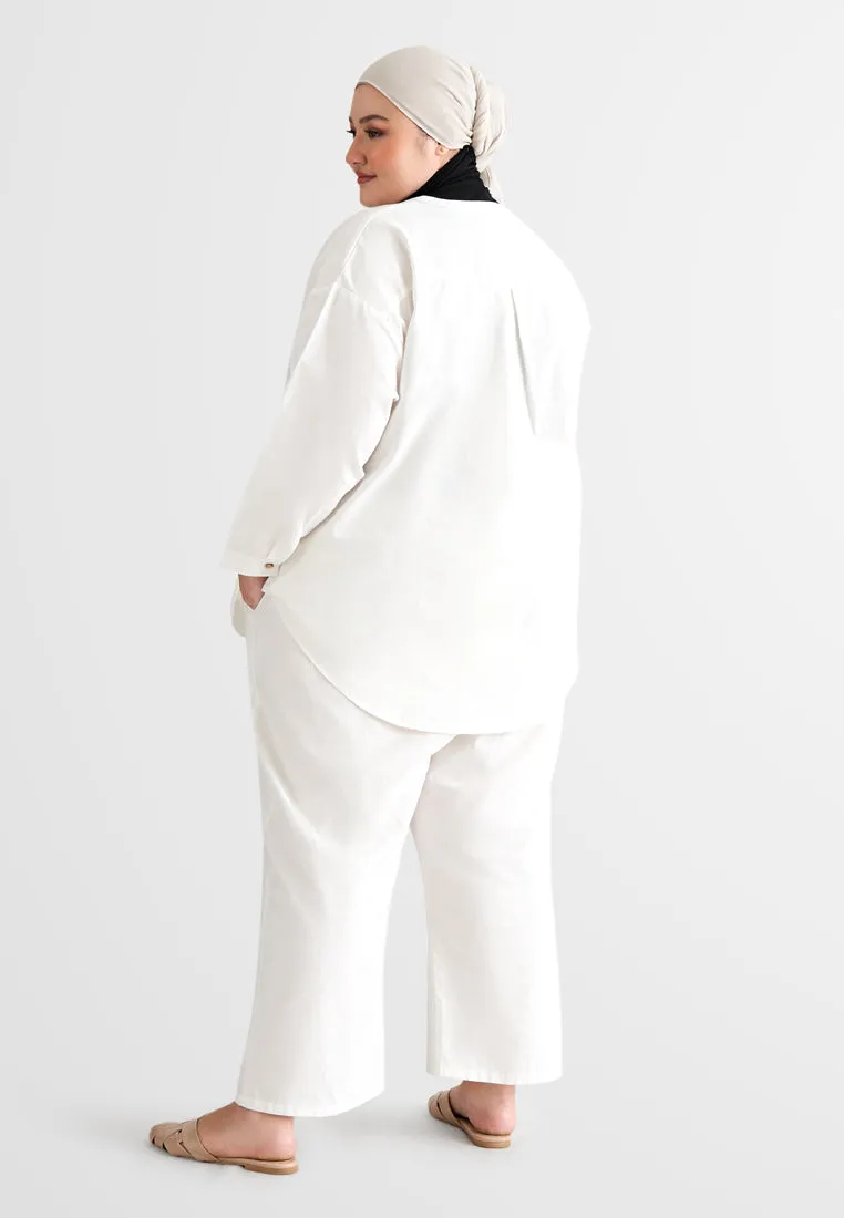 Lili Linen Straight Leg Ankle Pants - White