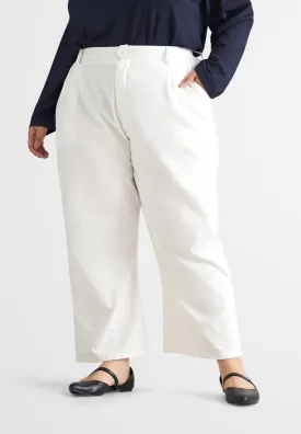 Lili Linen Straight Leg Ankle Pants - White