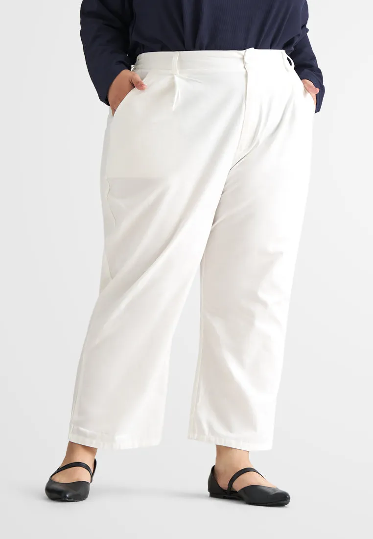 Lili Linen Straight Leg Ankle Pants - White