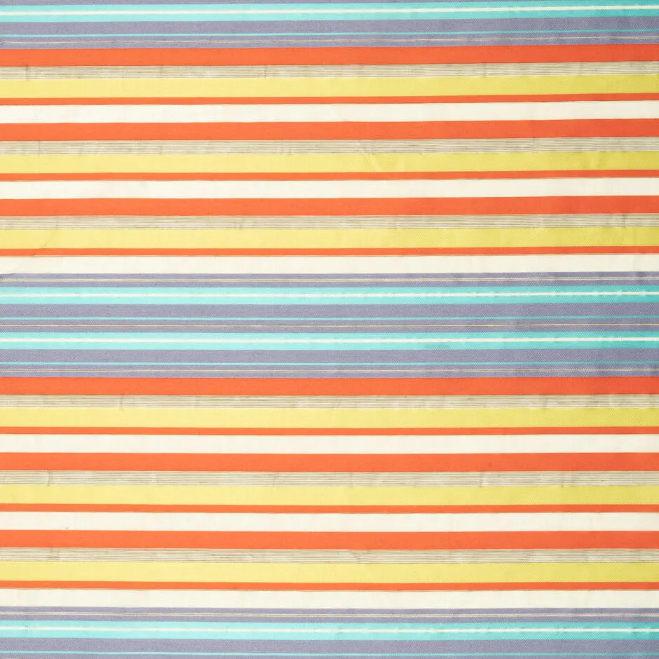 Lime Green, Deep Orange & Lavender Striped Cotton Blend