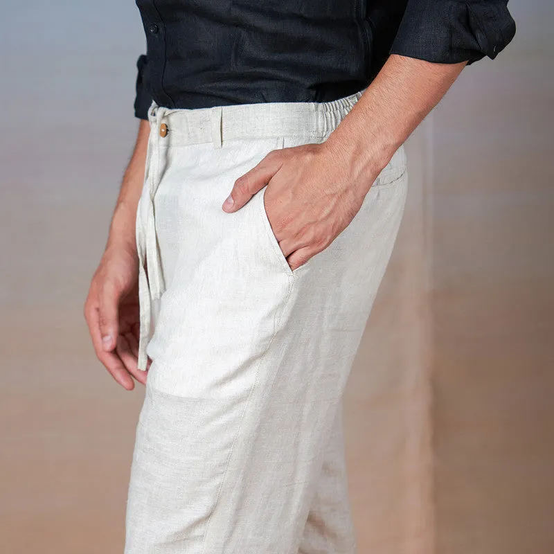 Linen Trouser Pants for Men | Beige