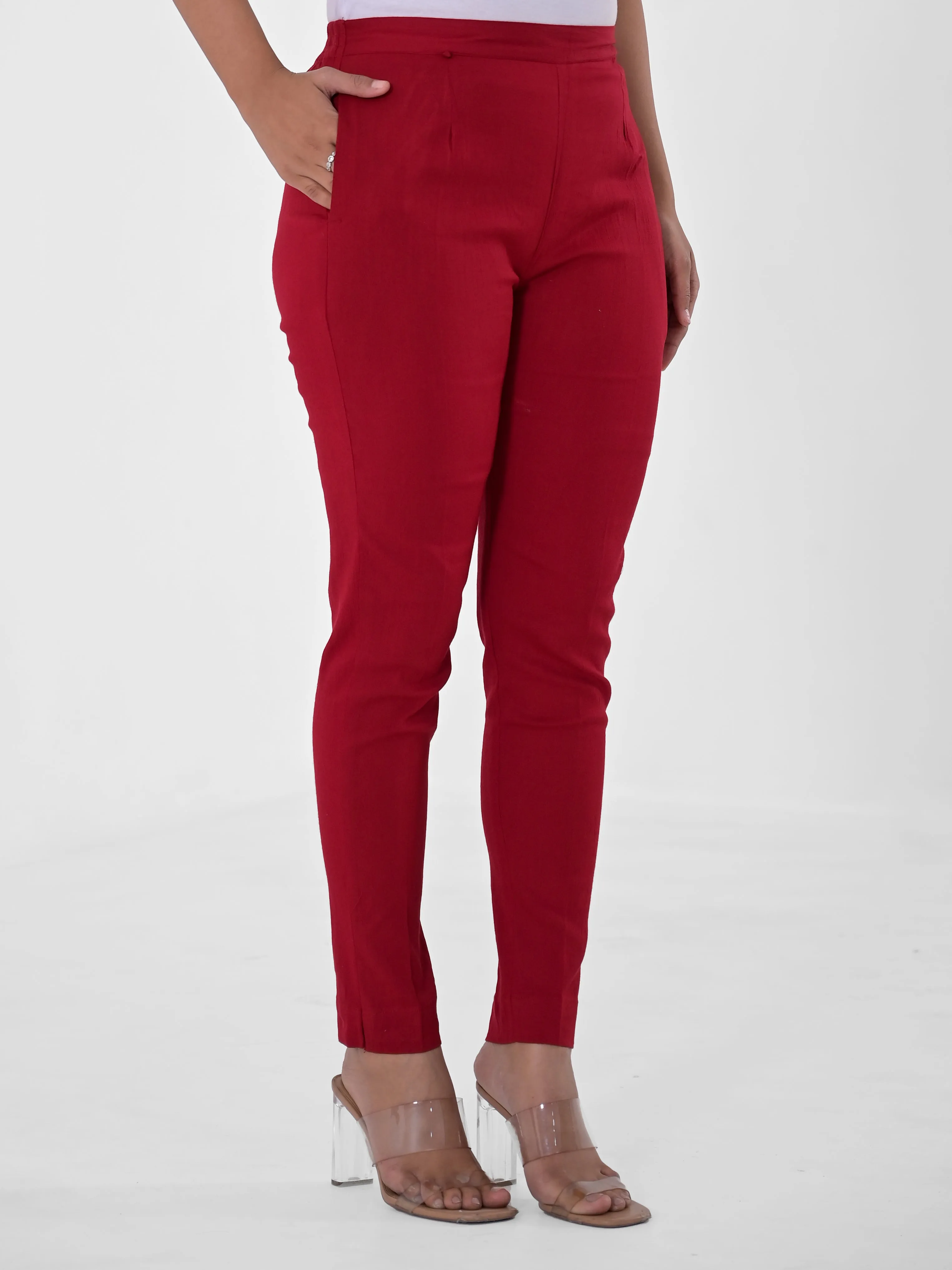 Maroon 4-Way Stretchable Pants