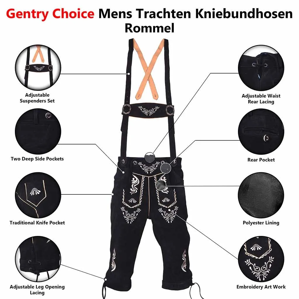 Men Trachten Oktoberfest outfit Kniebundhosen Black "Rommel"