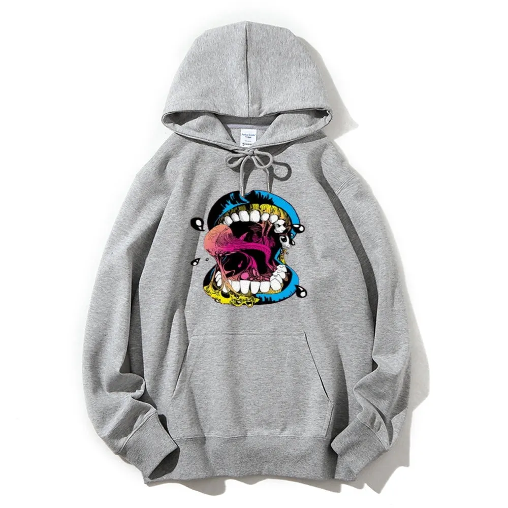 Mens Big Mouth Skull Graphic  Hoodies