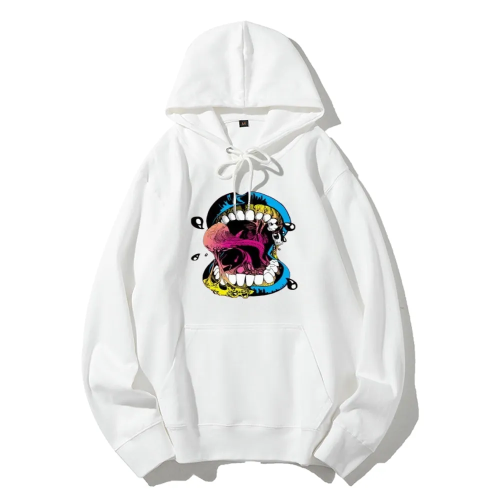 Mens Big Mouth Skull Graphic  Hoodies