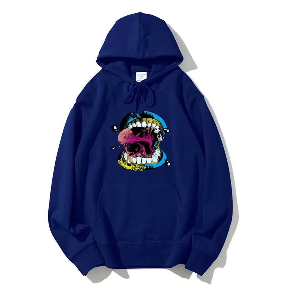 Mens Big Mouth Skull Graphic  Hoodies