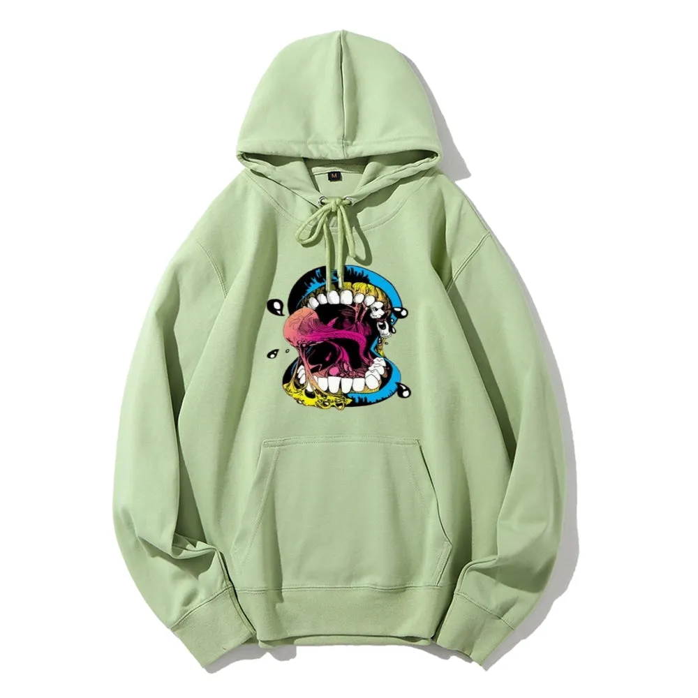 Mens Big Mouth Skull Graphic  Hoodies