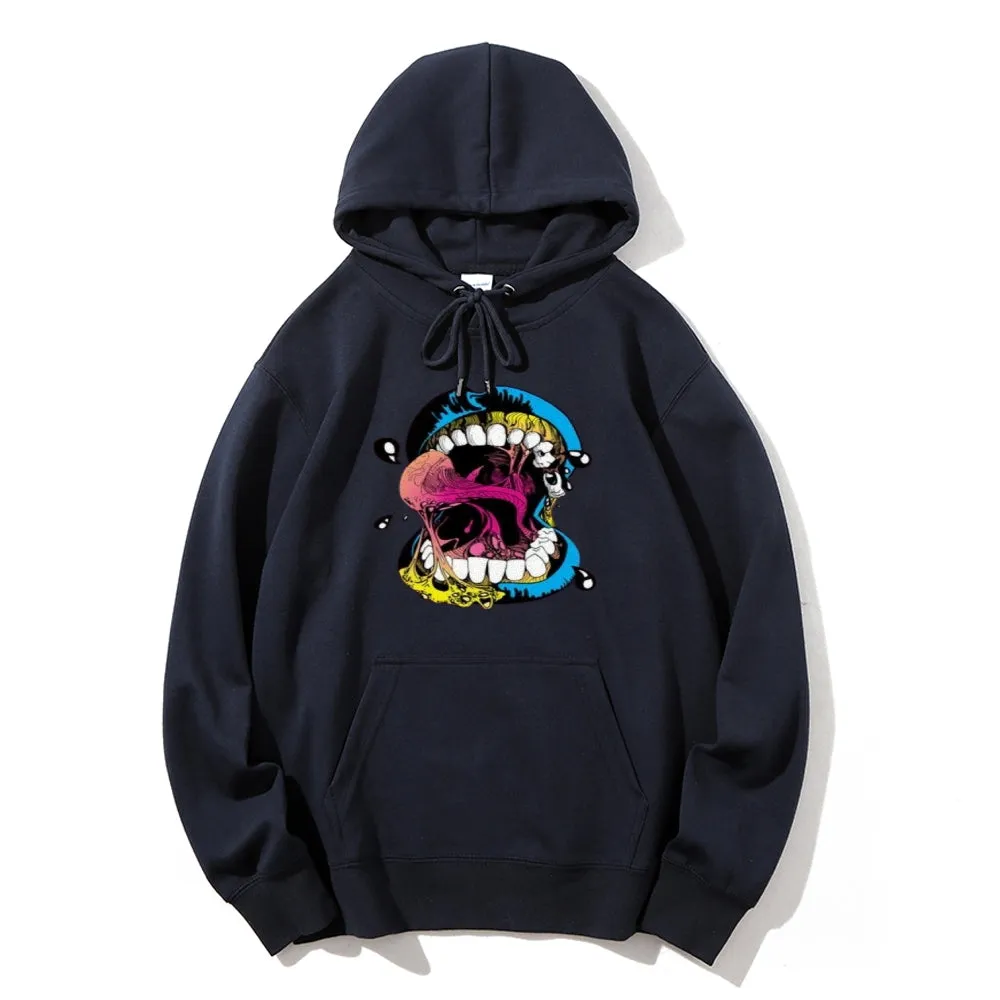 Mens Big Mouth Skull Graphic  Hoodies