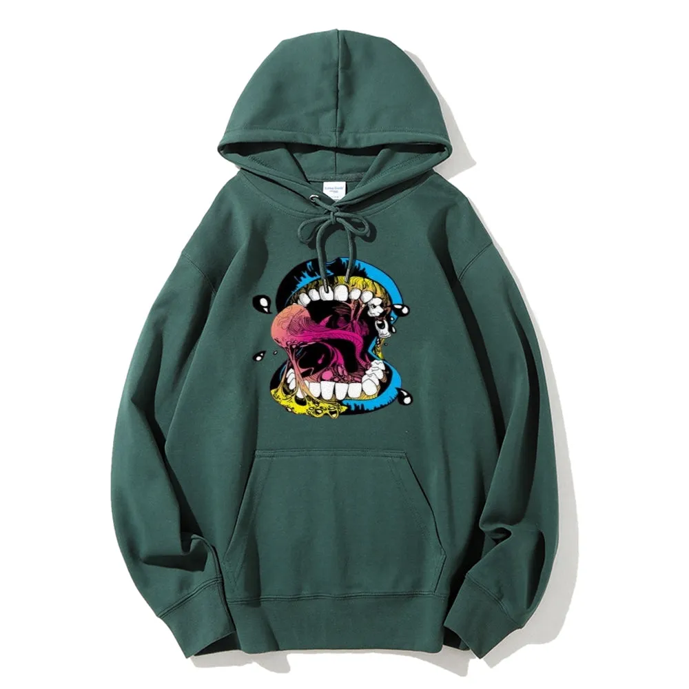 Mens Big Mouth Skull Graphic  Hoodies