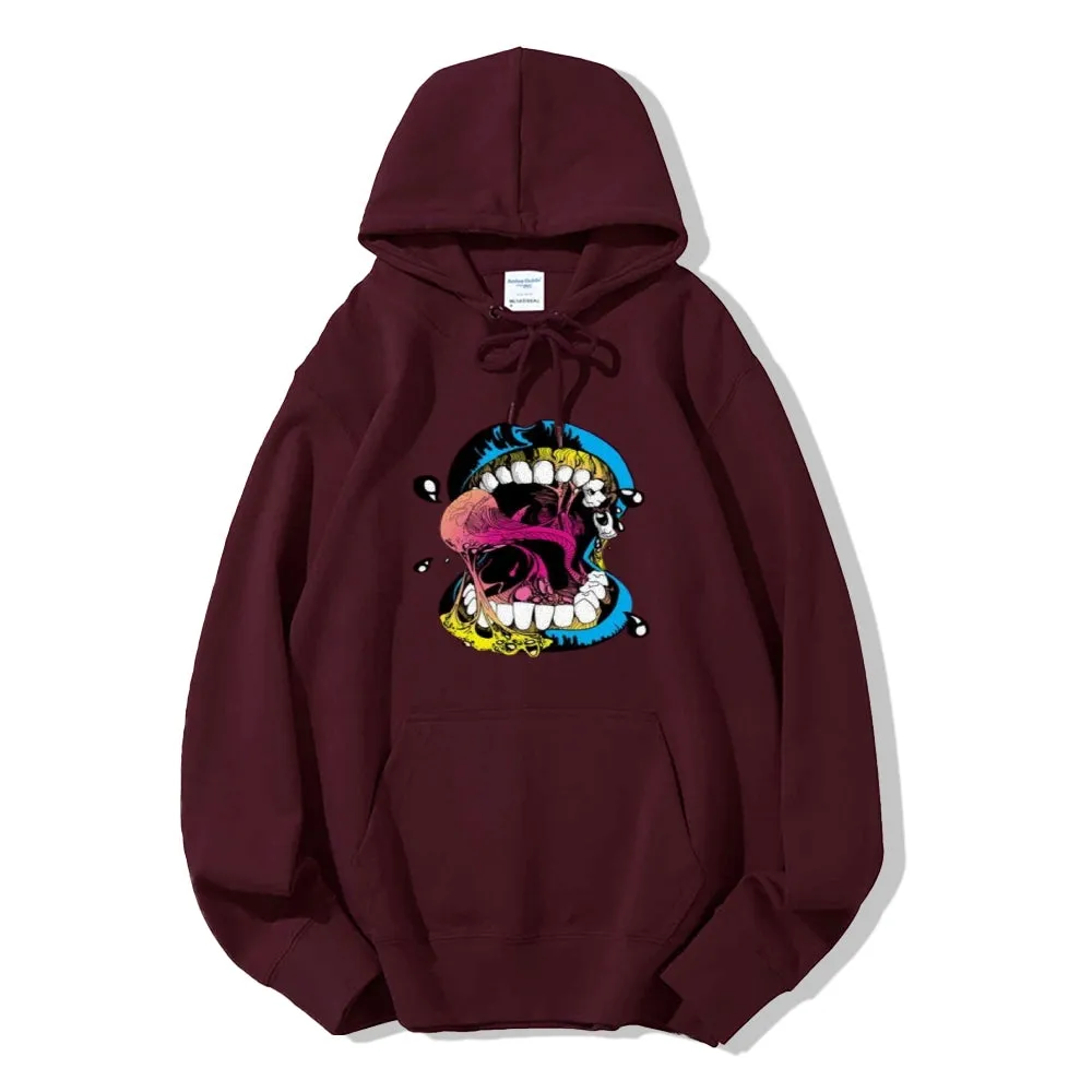 Mens Big Mouth Skull Graphic  Hoodies