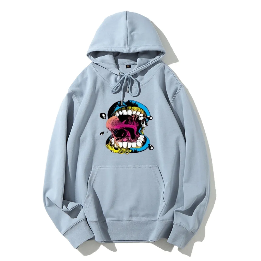 Mens Big Mouth Skull Graphic  Hoodies