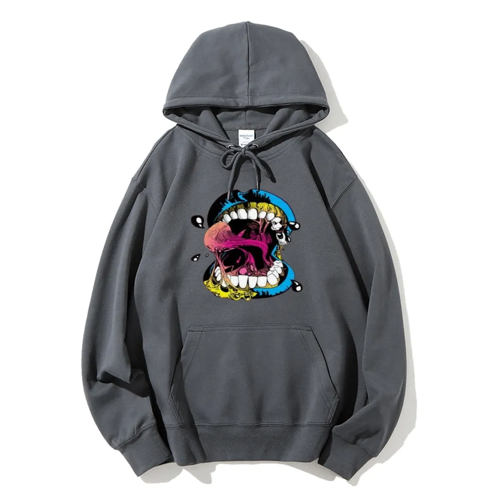 Mens Big Mouth Skull Graphic  Hoodies