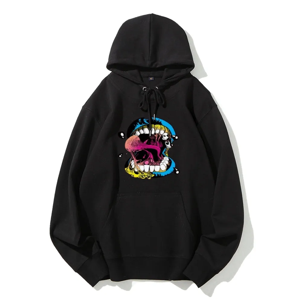 Mens Big Mouth Skull Graphic  Hoodies