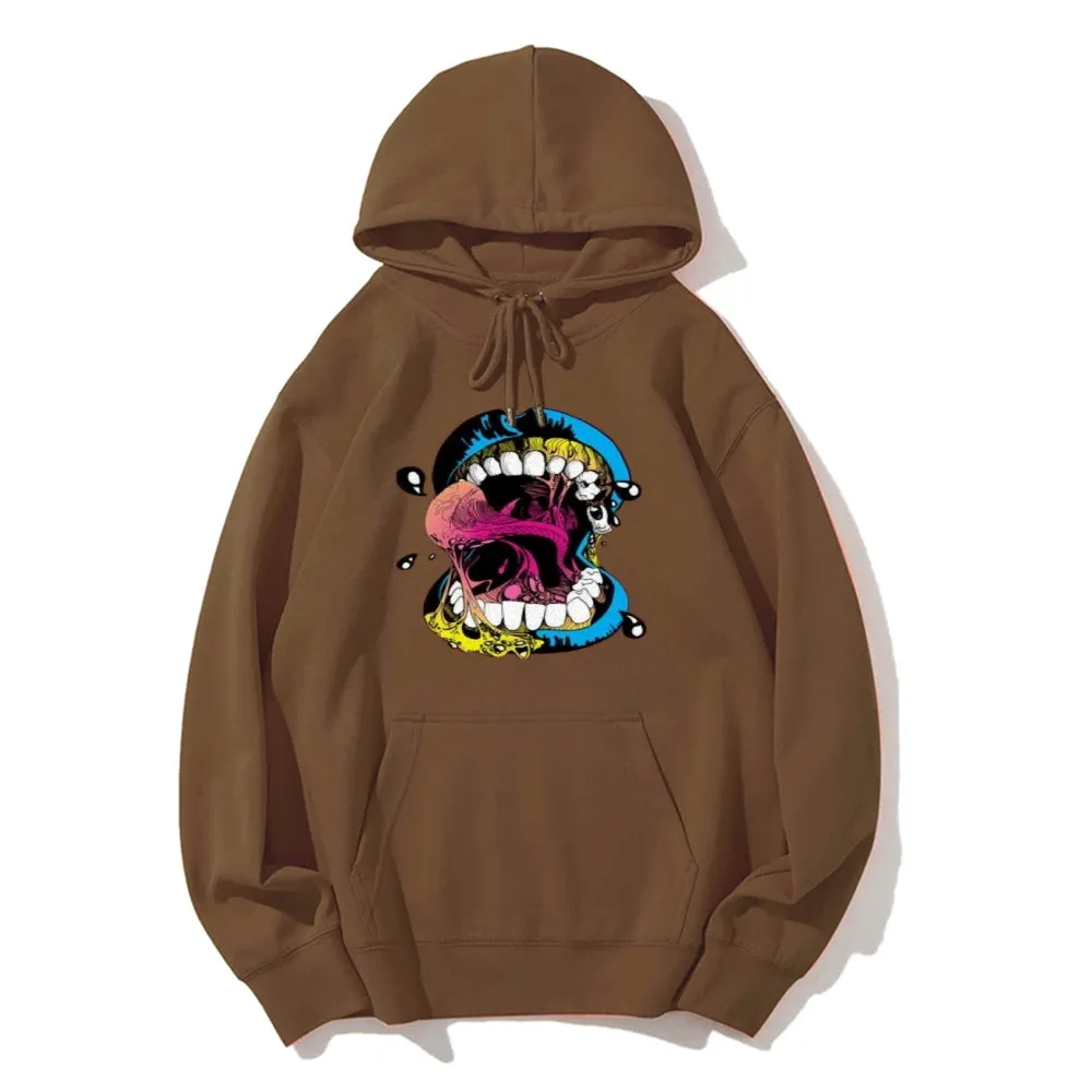 Mens Big Mouth Skull Graphic  Hoodies