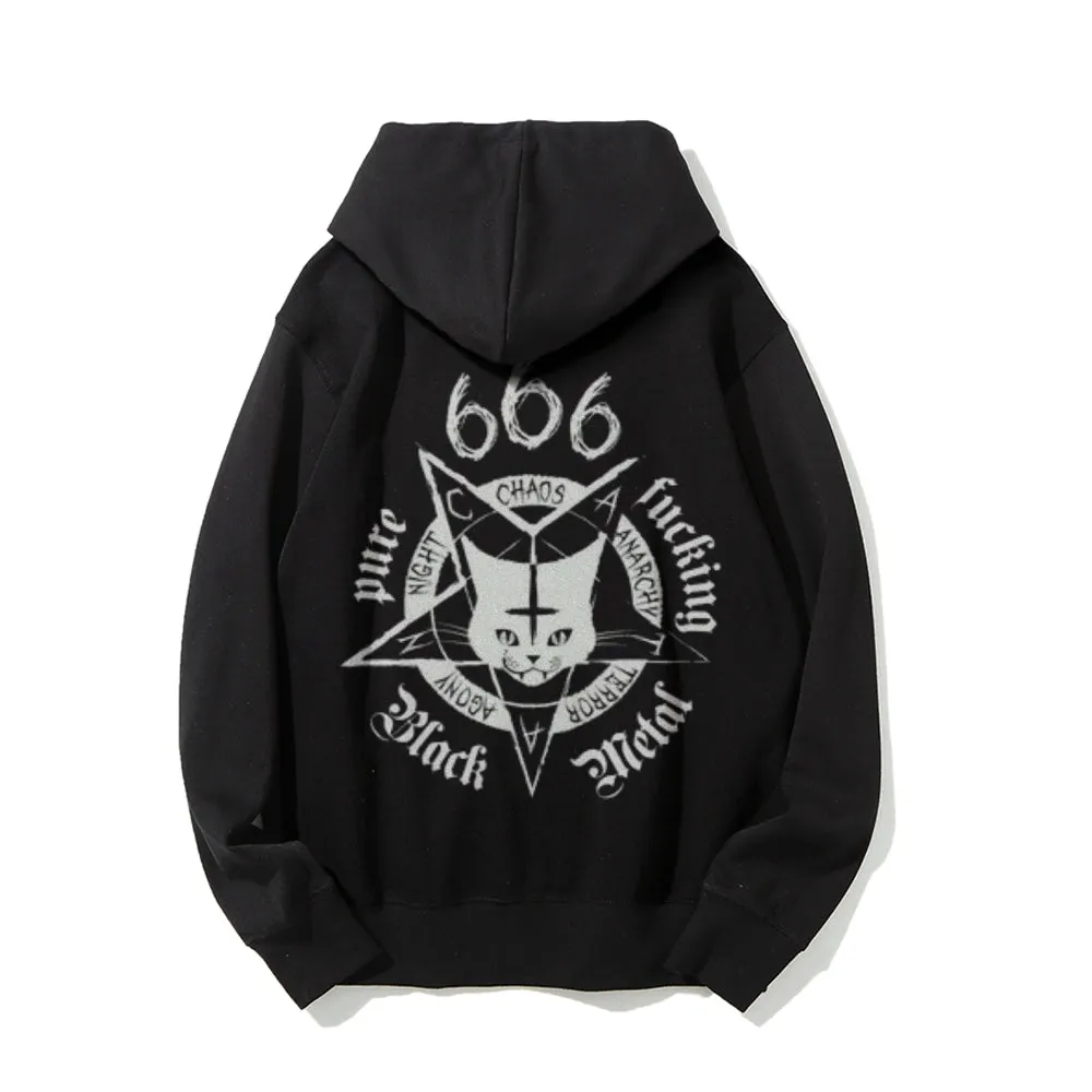 Mens CHAOS Cat Graphic Hoodies