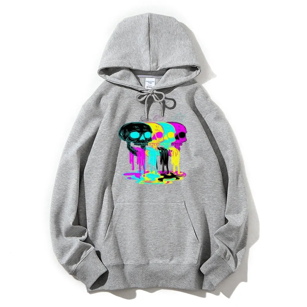 Mens Four Head Drunken Skull Graphic Hoodies