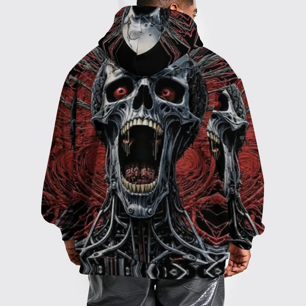 Mens Halloween Skull with Red Eye 3D Print Hoodies