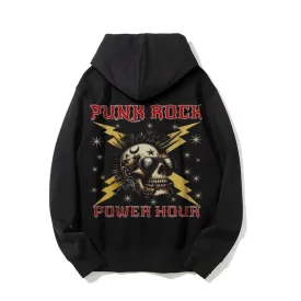 Mens Vintage The Punk Rock Darkness Style Graphic Pullover With Kangaroo Pocket Hoodies