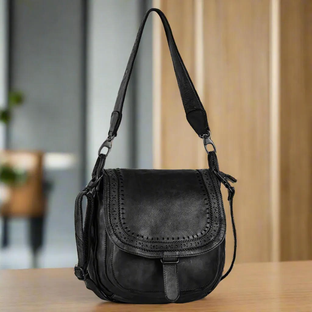 MET Crossbody Shoulder Bag with Front Flap Cutout Design