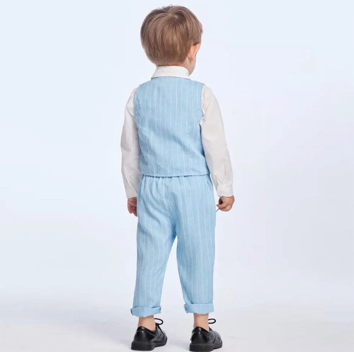 Monaco - Toddler Checked Suit Set with Bow tie - Baby Boy Suit