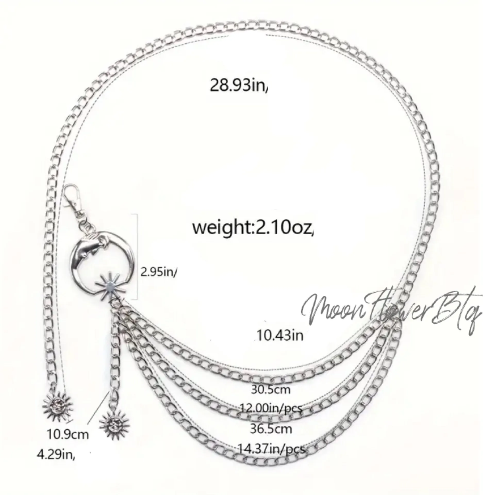 Moon Sun Charm Metal Waist Chain Belt