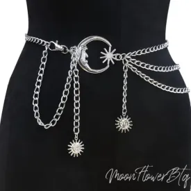 Moon Sun Charm Metal Waist Chain Belt