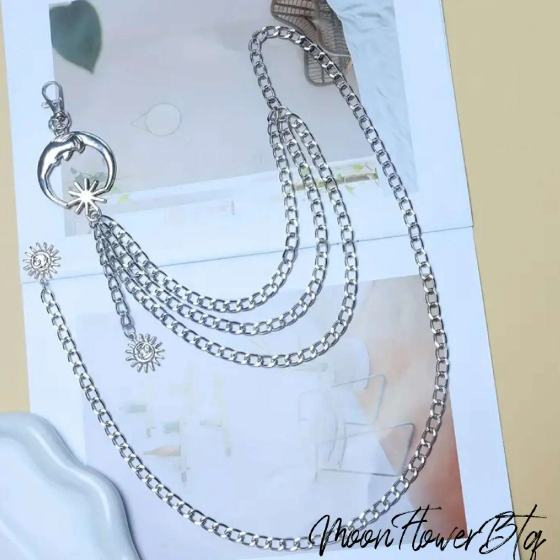 Moon Sun Charm Metal Waist Chain Belt