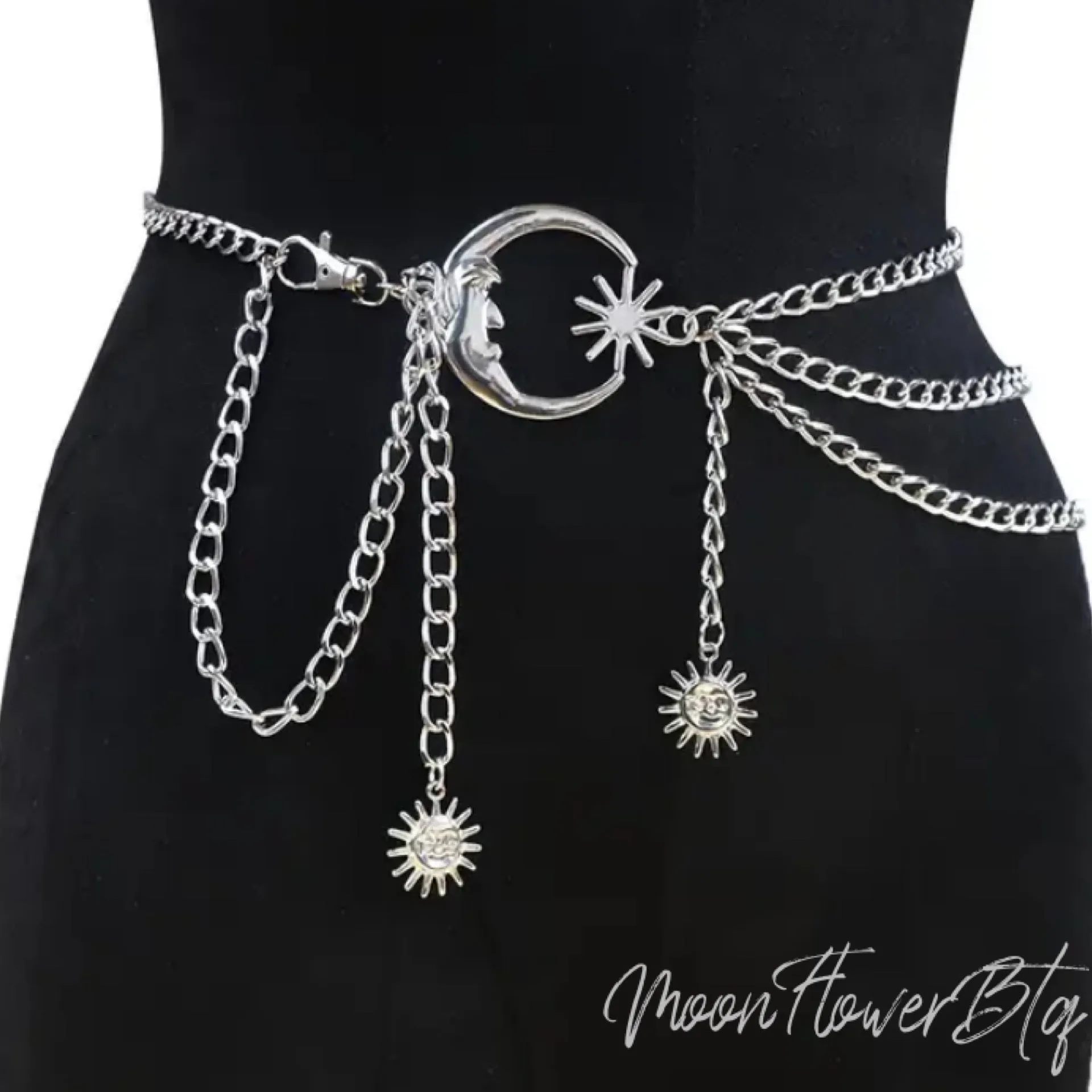 Moon Sun Charm Metal Waist Chain Belt