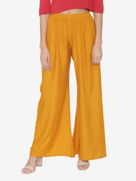 Mustard Plain Rayon Plazzo Pants