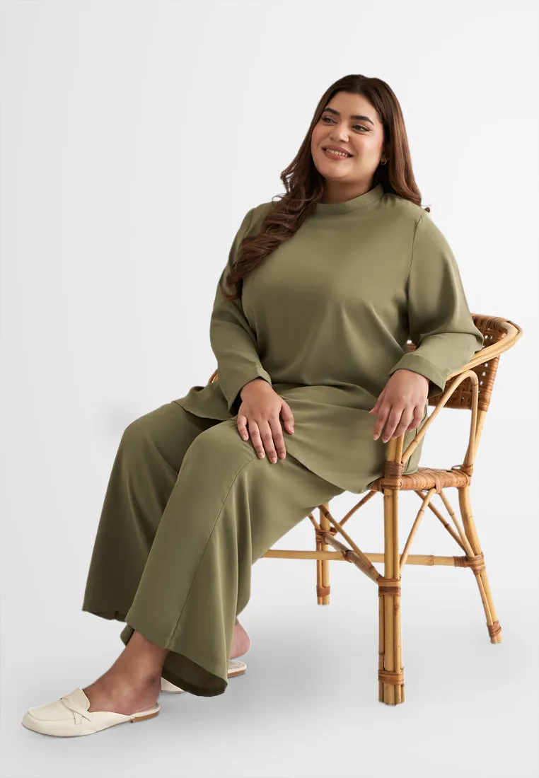 Palmira Smooth Wide Leg Pants - Green