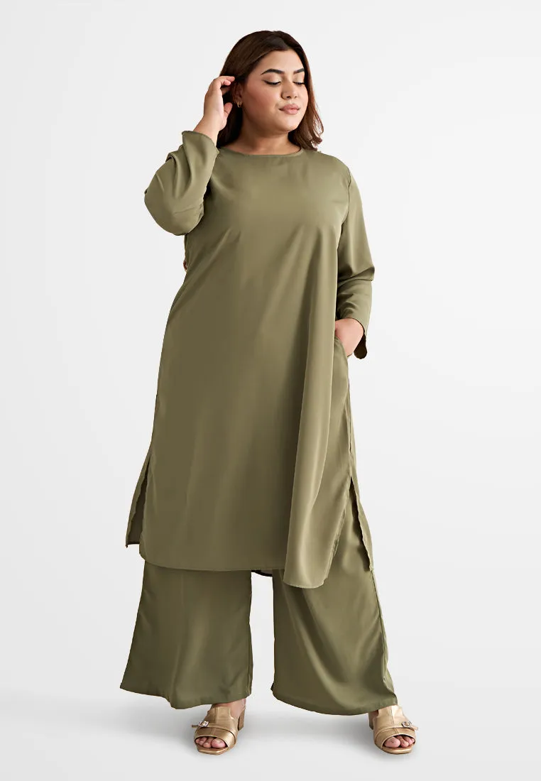 Palmira Smooth Wide Leg Pants - Green