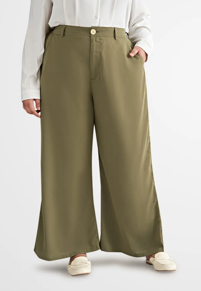 Palmira Smooth Wide Leg Pants - Green